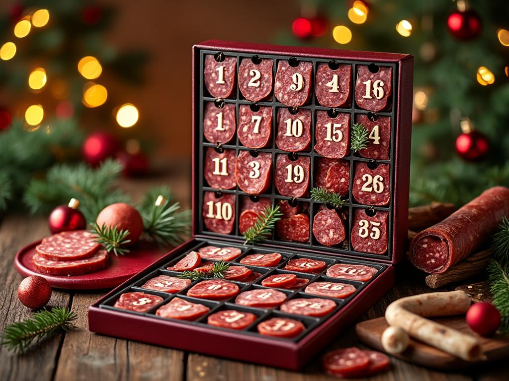 Calendrier de l'avent charcuterie pour Noël festif.